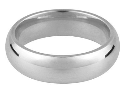 Platinum Court Wedding Ring 5.0mm, Size P, 9.6g Medium Weight,        Hallmarked, Wall Thickness 1.84mm - Standard Image - 1