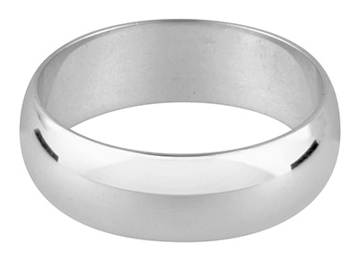 Platinum D Shape Wedding Ring      2.0mm, Size I, 3.1g Heavy Weight,  Hallmarked, Wall Thickness 1.46mm
