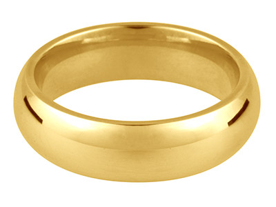 18ct Yellow Gold Court Wedding Ring 6.0mm, Size X, 10.6g Medium Weight, Hallmarked, Wall Thickness 1.98mm,  100 Recycled Gold