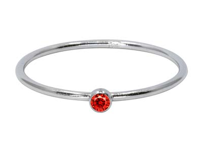Sterling Silver July Birthstone    Stacking Ring 2mm Ruby             Cubic Zirconia